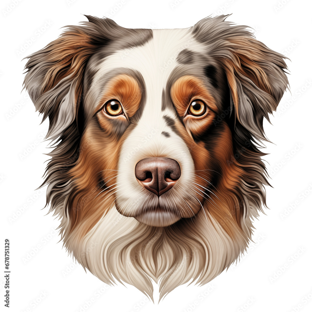 Fototapeta premium Australian shepherd dog realistic illustration