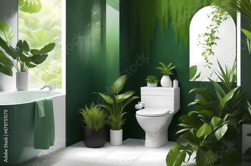 interior of a bathroom with greenery