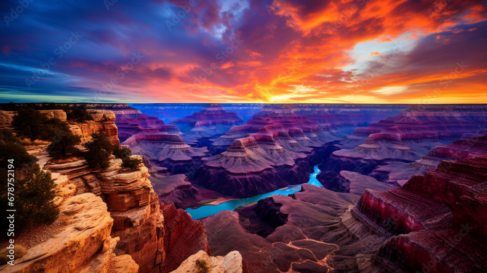 Aerial view of grand canyon sunset