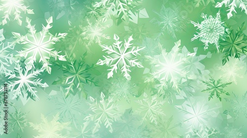  a green and white snowflake background with lots of white snowflakes on the top of the snowflakes and bottom of the snowflakes on the bottom of the snowflakes.