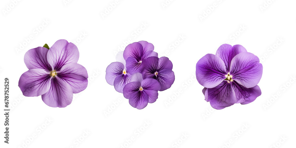 top view Violet isolated on white background - obrazy, fototapety, plakaty 