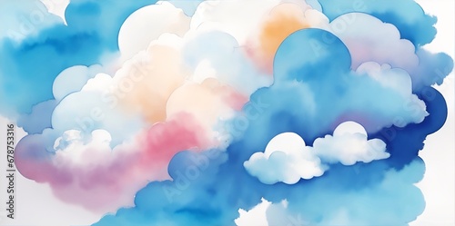 Color clouds sky. Watercolor style. AI generated illustration
