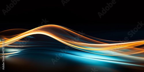 long exposure streak of gold and teal light background photo