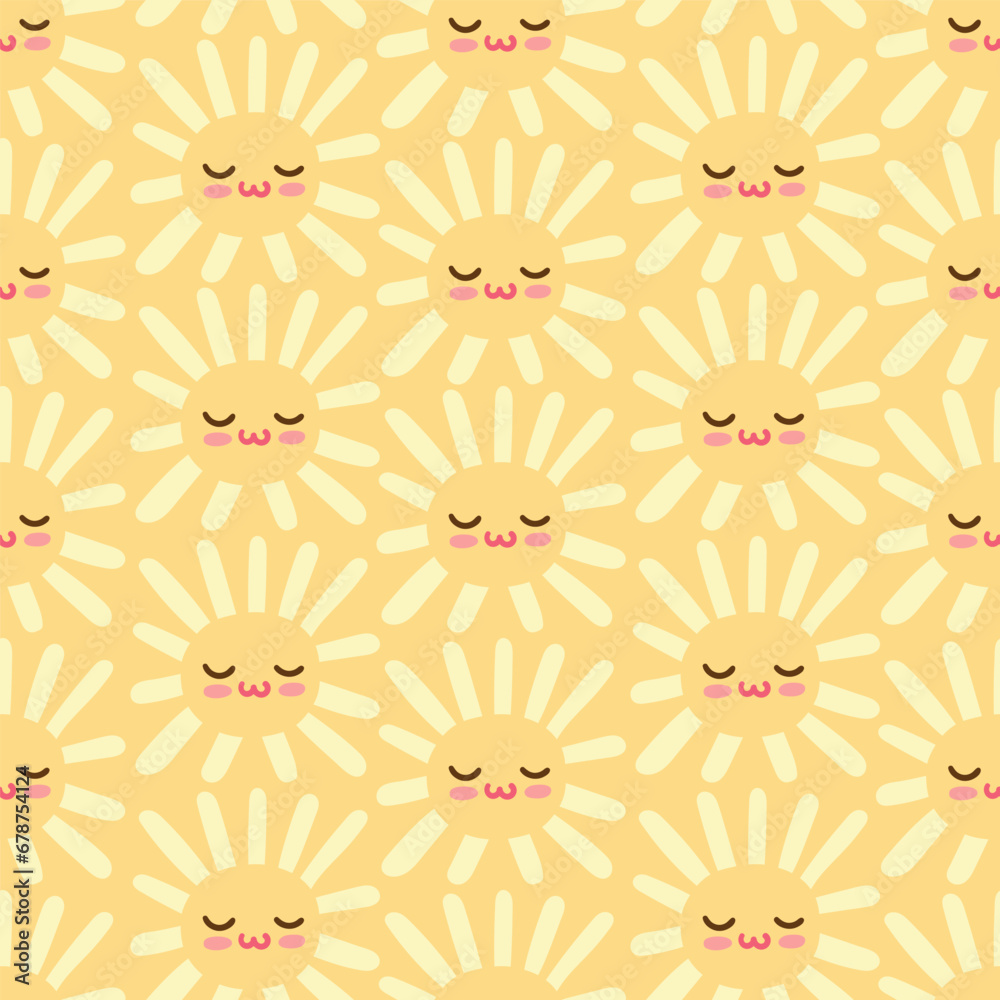 Yellow smile sun vector seamless pattern Yellow smile sun vector seamless pattern