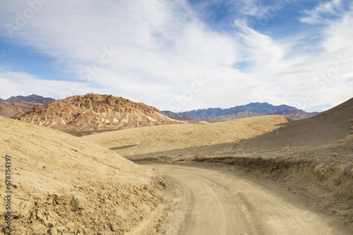 Gravel road through 20 Mule Team Canyon at Death Valley National Park  California