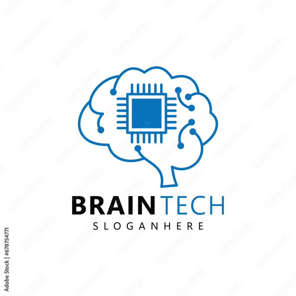 Electronic brain logo. Digital brain technology icon design Electronic brain logo. Digital brain technology icon design