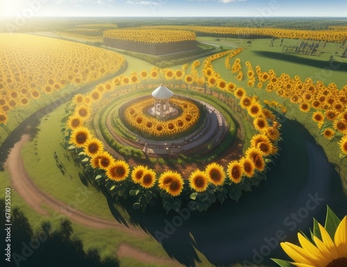 sunflower field in the morning