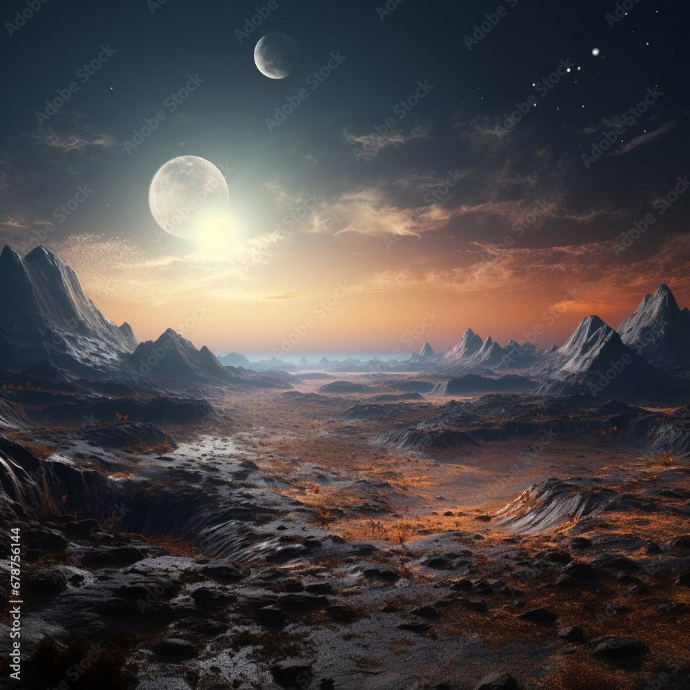 the moon over the space created with Generative Ai the moon over the space created with Generative Ai