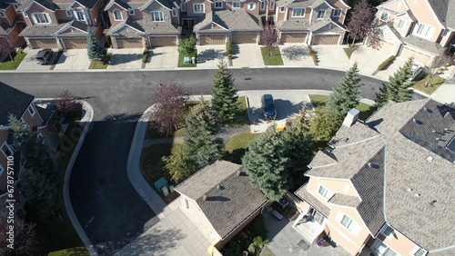 Aerial shot of the suburban Calgary city in Alberta province, Canada