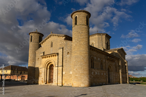 San Martin de Tours Romanesque church in Fromista at sunset, Palencia, Castilla León, Spain.