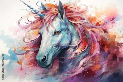 Wonderful watercolor style unicorn colorful illustrated