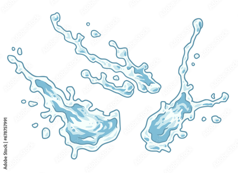 Splashes, splattered drops of water: the dynamic element of fresh, juicy liquid suspended in the air. Various dynamic elements of water fruit juice or blood, ink blots Splashes, splattered drops of water: the dynamic element of fresh, juicy liquid suspended in the air. Various dynamic elements of water fruit juice or blood, ink blots
