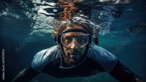 free diver exploring the depths generative ai