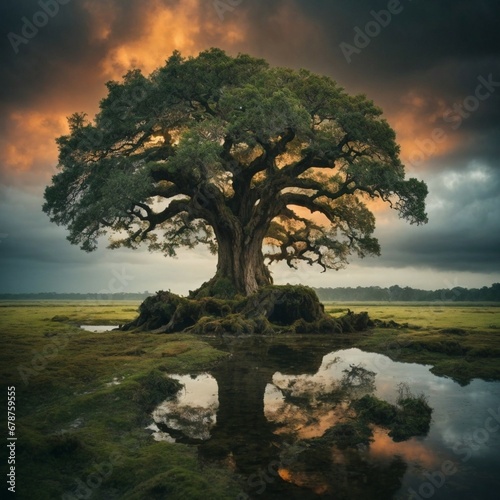 tree on the shore of lake