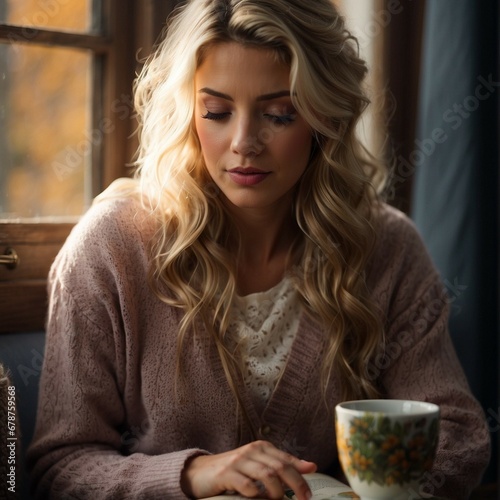 woman drinking coffee