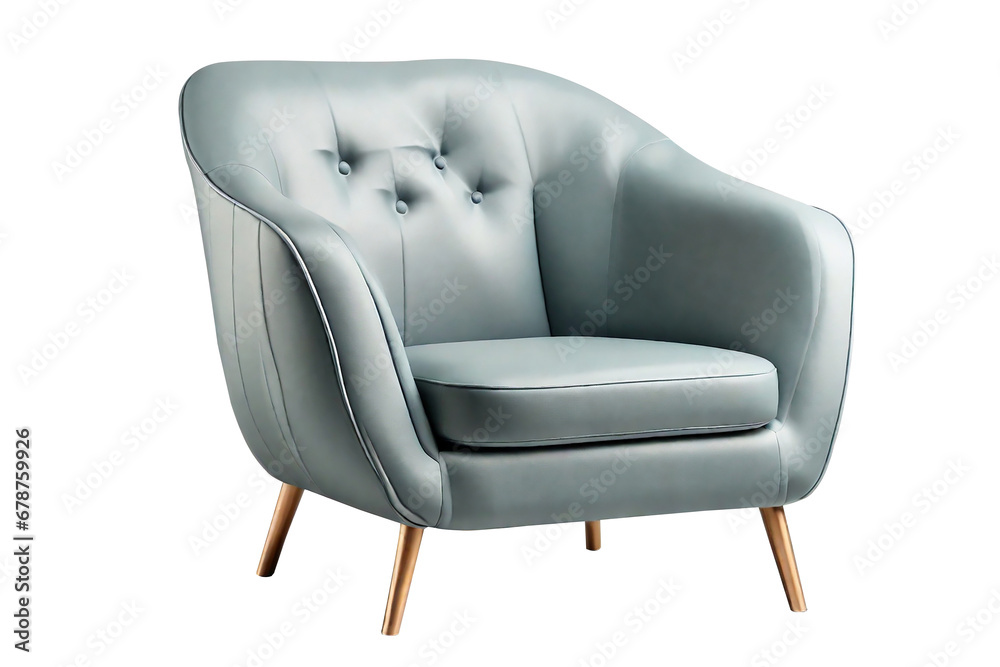 Naklejka premium Modern gray leather armchair on transparent background