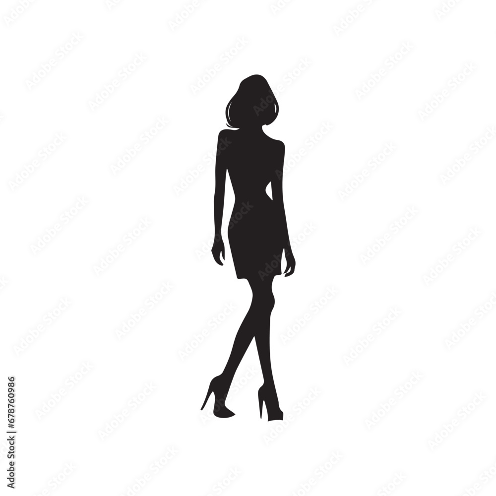 Captivating Woman Fashion Silhouette Featuring Contemporary Clothing Trends, Ready to Elevate the Aesthetic of Fashion-forward Designs and Branding.