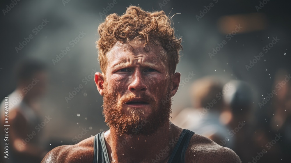 rower in a race, sweat and determination visible on their face generative ai rower in a race, sweat and determination visible on their face generative ai