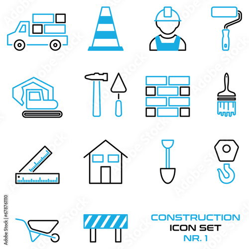 Baustelle, Hausbau, Renovierung - Icon, Symbol, Set