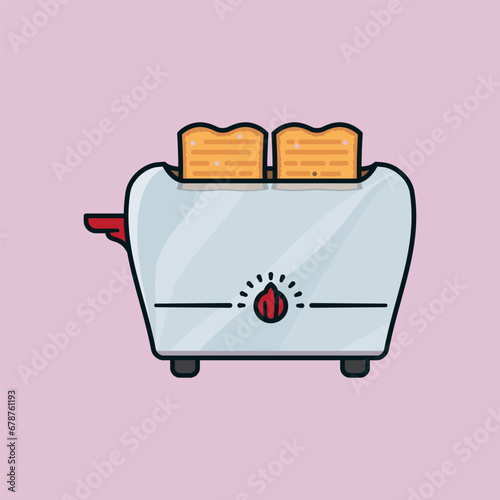 Retro chrome toaster vector illustration for National Toast Day on February 29. Kitchen appliance symbol.