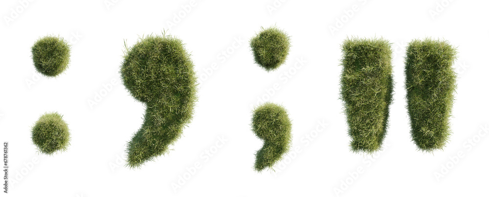 grass alphabet on white background grass alphabet on white background