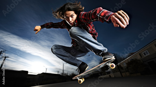 skateboarder performing a trick generative ai