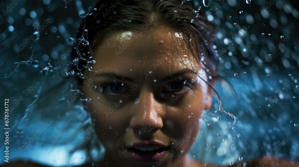 Fototapeta premium swimmer emerging from the water generative ai