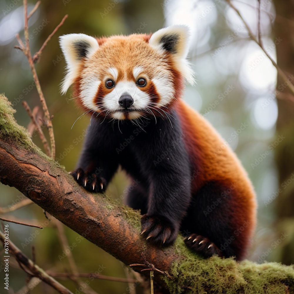 Naklejka premium Red panda. Listed as endangered in IUCN Red List.