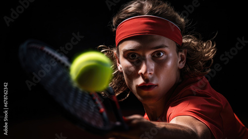 tennis player , eyes fixed on the ball generative ai © ThisDesign