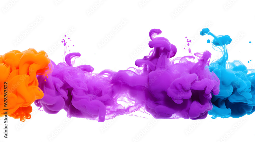 Obraz premium colorful rainbow holi paint color powder explosion, splash isolated on white background - Generative AI 