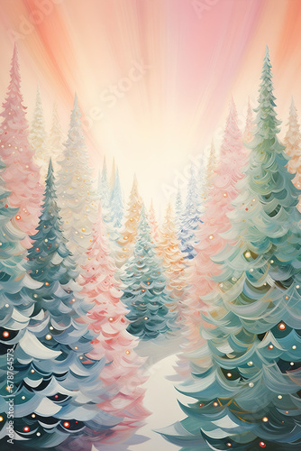 Pastel Christmas Tree Illustration