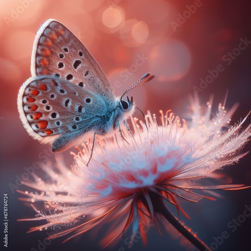 butterfly on flower macro insect background