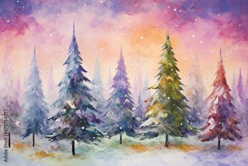 Pastel Christmas Tree Illustration