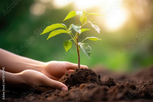 Hand planting a tree, sowing hope for a greener and more sustainable future for the environment.