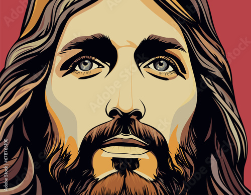 Portrait of jesus christ. Art Painting vector illustrations