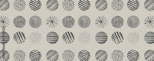Vector set round abstract seamless pattern background photo