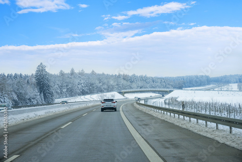Driving on the A94 motorway in wintry conditions