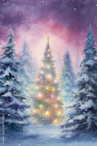 Pastel Christmas Tree Illustration