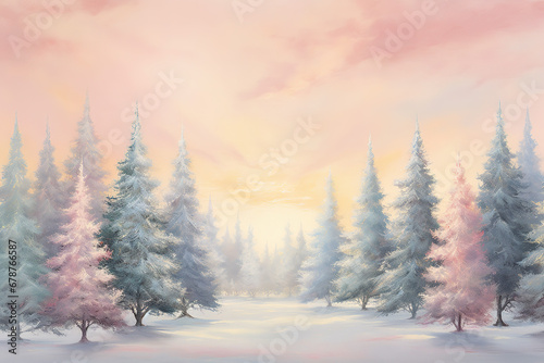Pastel Christmas Tree Illustration