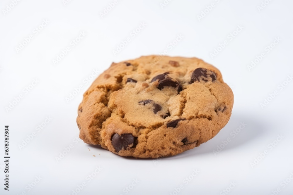 Chocolate chip cookie on white. Generative AI Chocolate chip cookie on white. Generative AI
