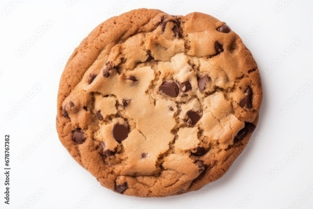 Chocolate chip cookie on white. Generative AI Chocolate chip cookie on white. Generative AI