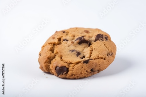 Chocolate chip cookie on white. Generative AI