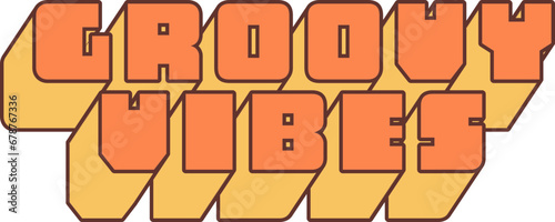 Groovy hippie 70s sticker. Sticker in trendy retro psychedelic cartoon style 60s. Groovy vibes on retro background. Good vibes. Stay groovy.