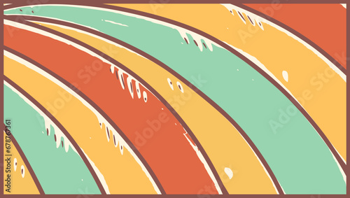 Groovy hippie 70s background. Waves, swirl, twirl, flower, rays pattern. Twisted and distorted vector in retro psychedelic style. Y2k aesthetic.