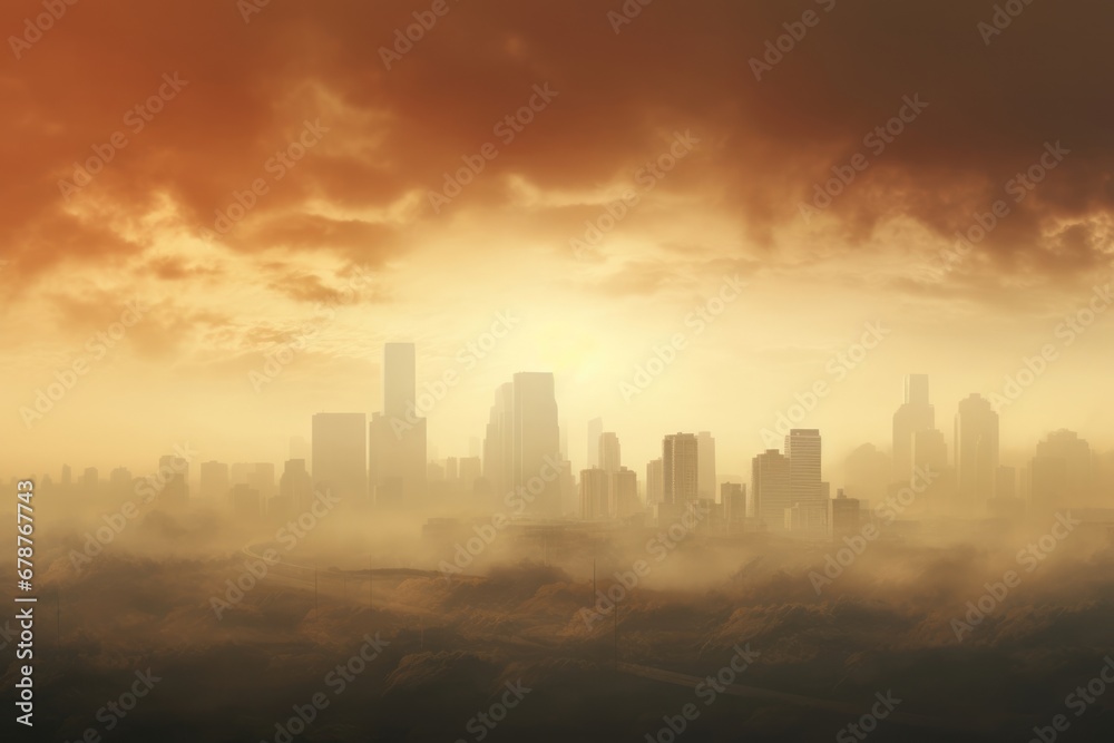 Landscape city sky sunset pollution building architecture urban air fog sunrise skyscraper skyline