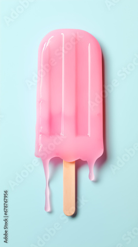 Pink ice cream melting on a pink background