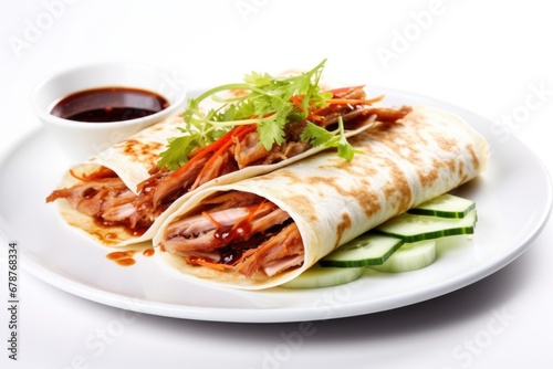 Asian wrap red food lunch vegetable roll dinner sauce cuisine
