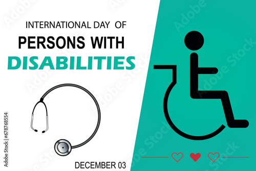International Day of People with Disabilities. Celebrated on December 3, it is intended to raise awareness of the situation of people with disabilities. Vector illustration.