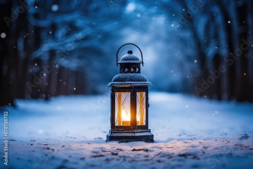 December light christmas evening lamp holiday snow candle cold winter night decorative lantern © SHOTPRIME STUDIO