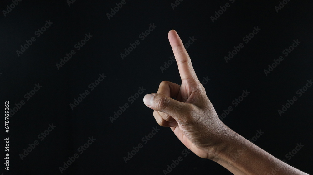 Number one index finger on white background